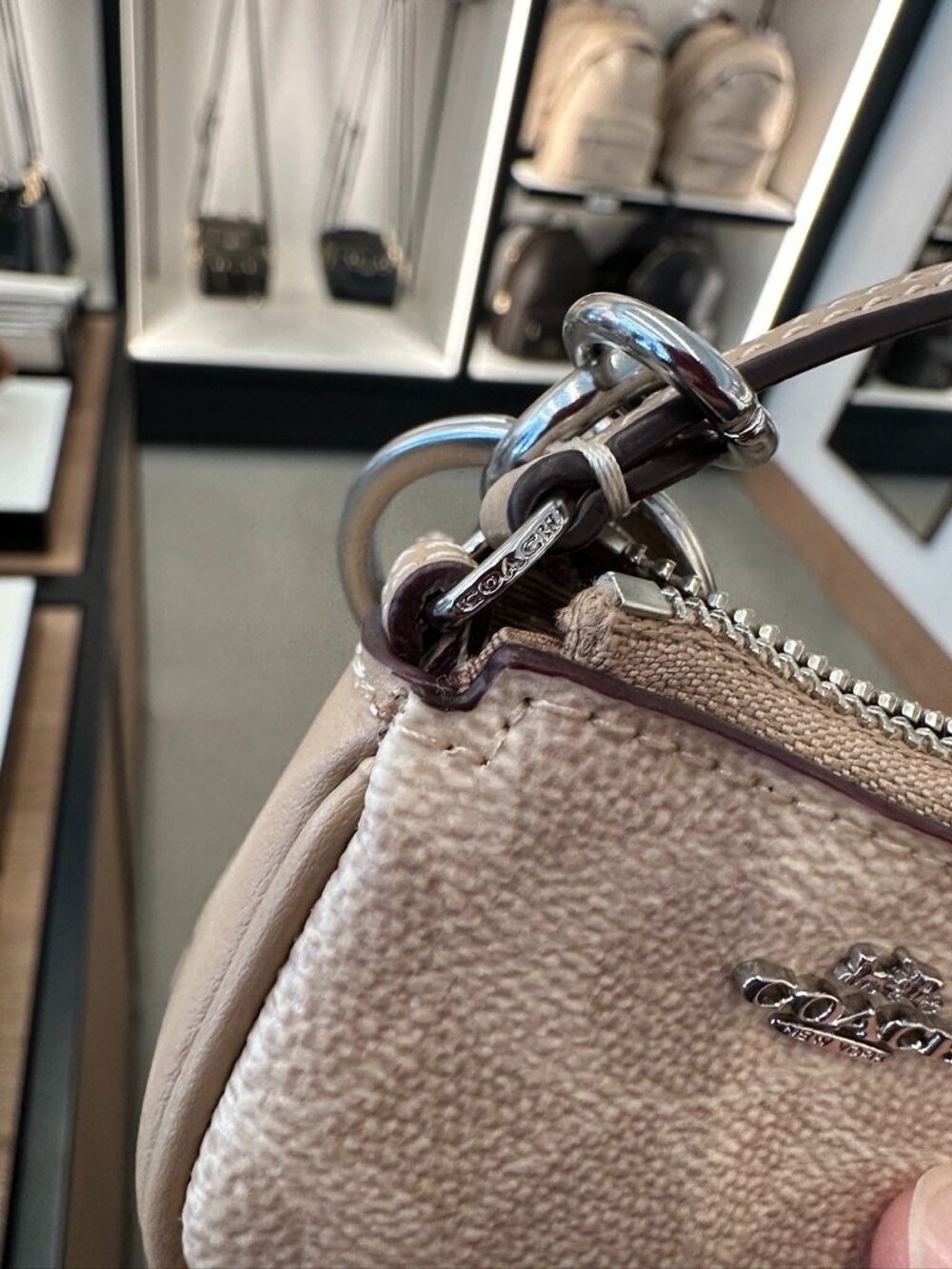 NWT! Coach CX067 Mini Nolita Bag Charm In Signature Chambray Silver/Sand - Picture 3 of 7